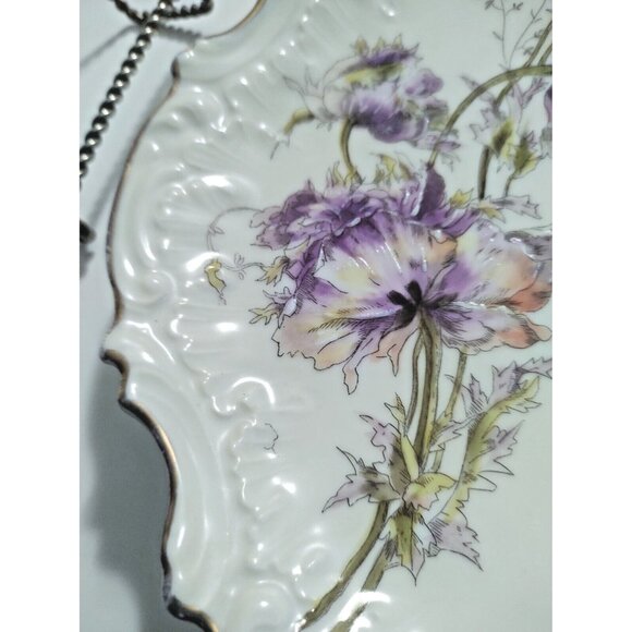 Antique Limoges France Hand Painted Cake/Dessert Serving Plate Knurled Edge 9" - Picture 10 of 14